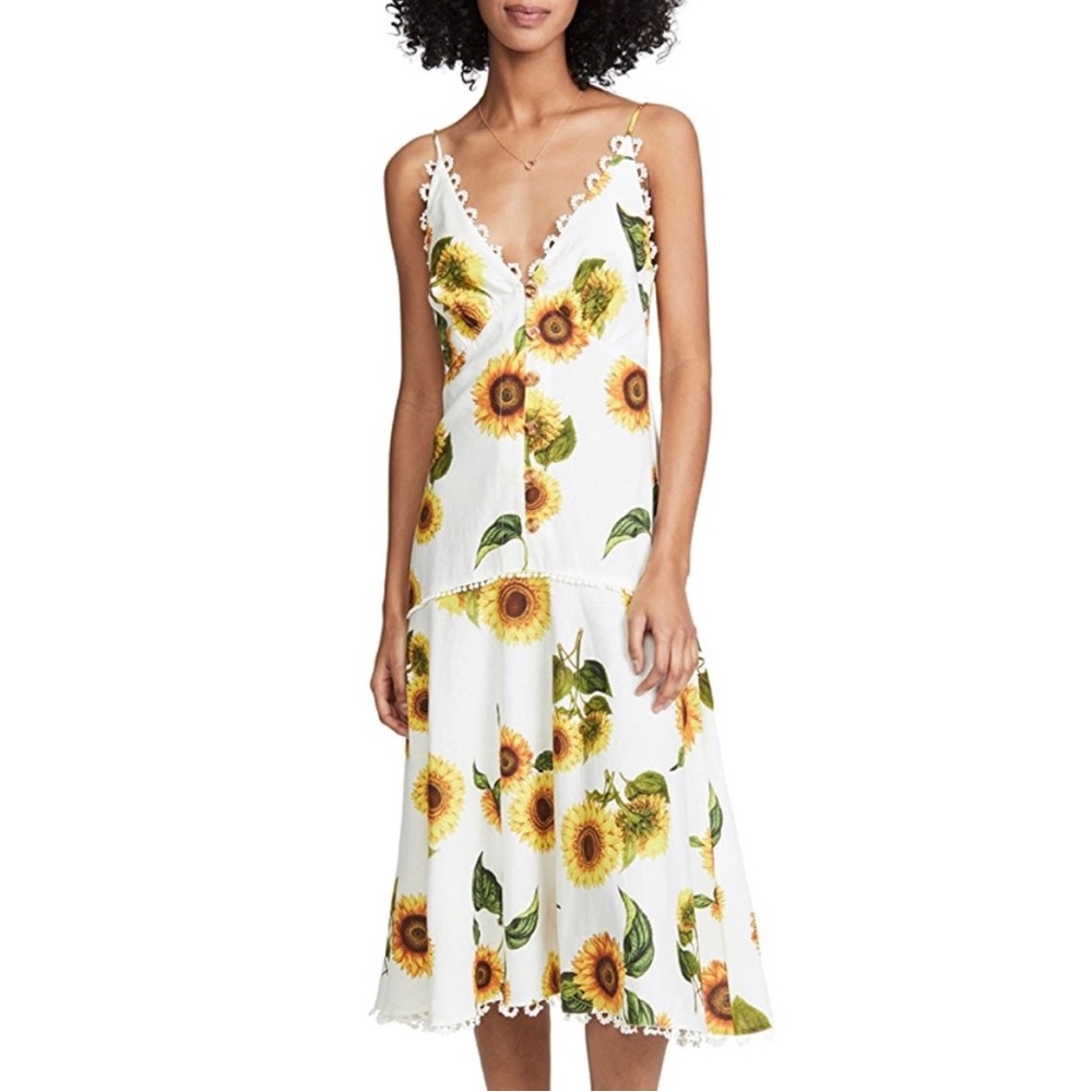 FARM Rio Sunflower Linen Midi Dress